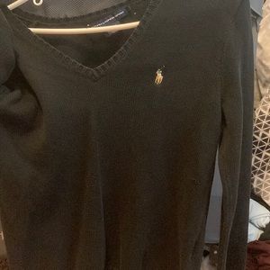 Black polo, Ralph Lauren V-neck sweater